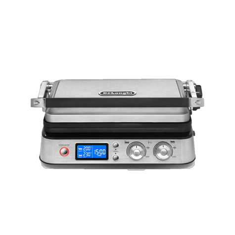 De Longhi Multigrill Cgh1020d Schwarz Metallisch Rechteckig Rost 370 X 230 Mm Abnehmbarer Deckel Scharnier Verschlussdeckel 2000 W