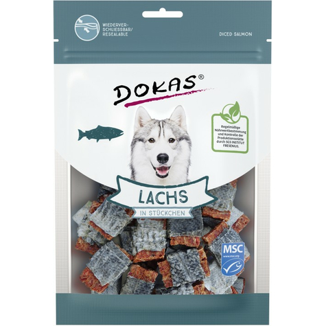 Dokas Trockensnacks,Dokas Lachs Stückchen 80g