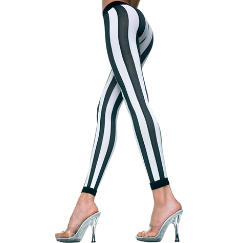 Leggings : Greenish Striped Leggings Black/White