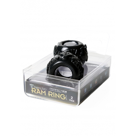 Penisringe : Perfect Fit Tribal Son Ram Ring 2 Pack Schwarz