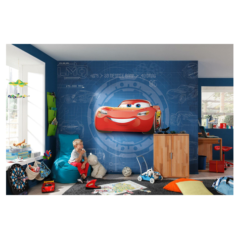 Papier Fototapete - Cars3 Blueprint - Größe 368 X 254 Cm