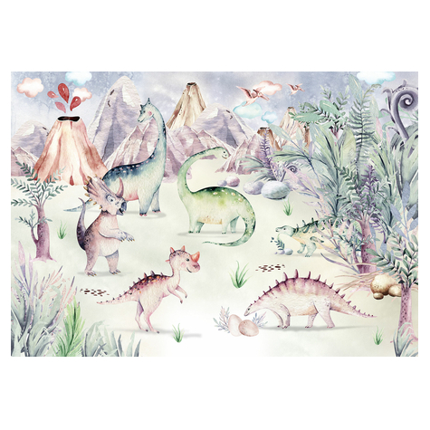 Non-Woven Wallpaper - Dino Playground - Size 400 X 280 Cm