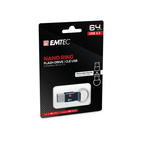 Usb Flashdrive 64gb Emtec Nano Ring T100 Usb 3.2 (180mb/S)