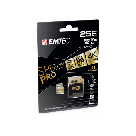 Emtec Microsdxc 256gb Speedin Pro Cl10 100mb/S Fullhd 4k Ultrahd